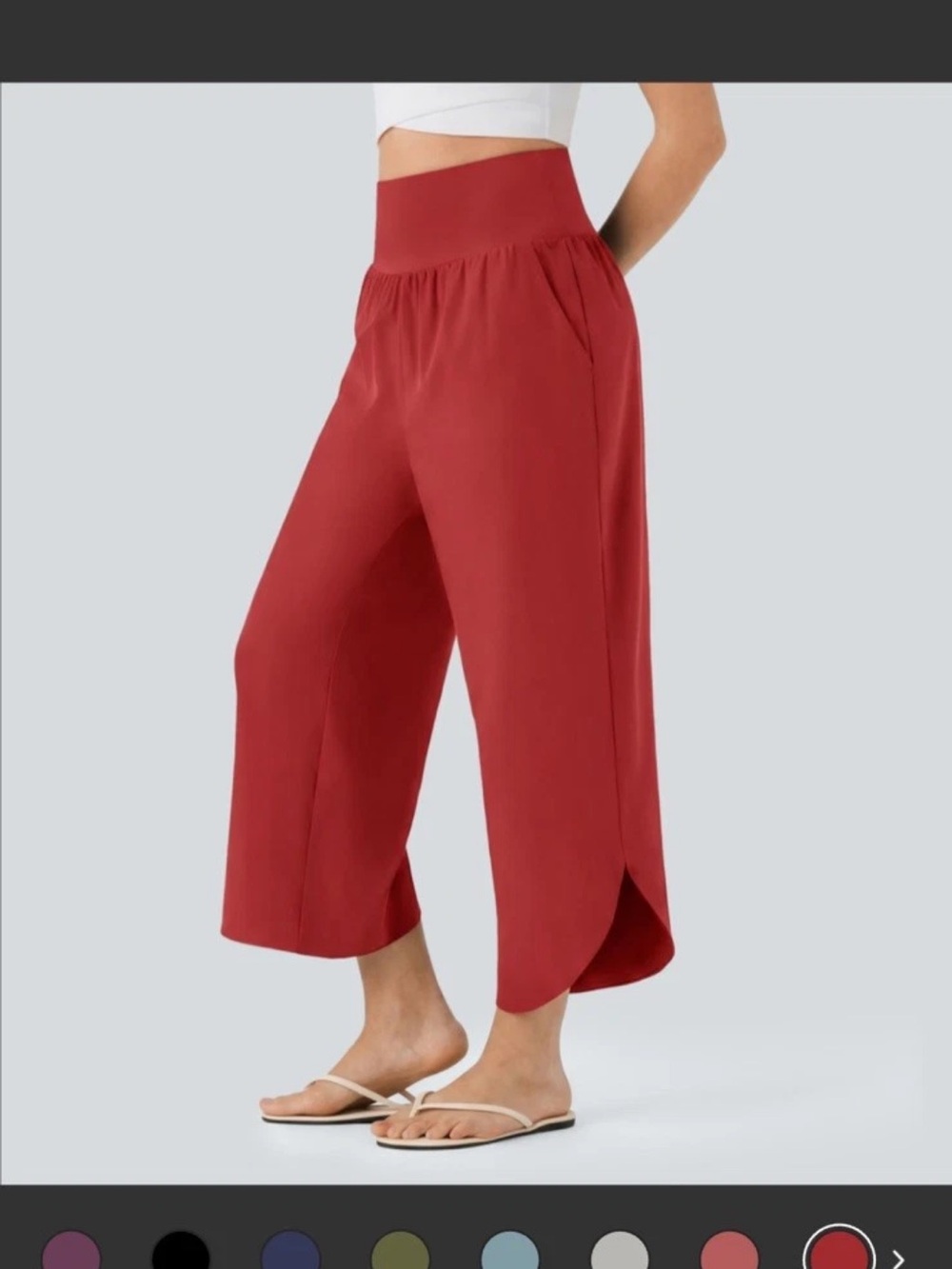 Halara Women’s High-Waist Red Wide-Leg Cropped Pants Medium NWOT